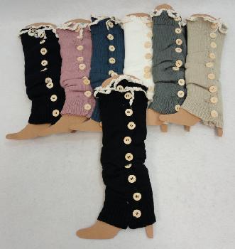 Knitted Leg Warmers [Antique Lace/9 Buttons]